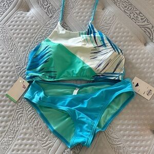 Blue and Green Bikini Set